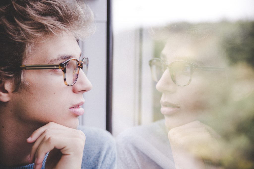 photo of a boy thinking