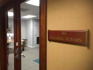 The entrance to Suite 302 and Bulldog Tutors.