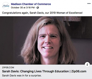 The Madison Chamber of Commerce Facebook post linking to the story about the award.